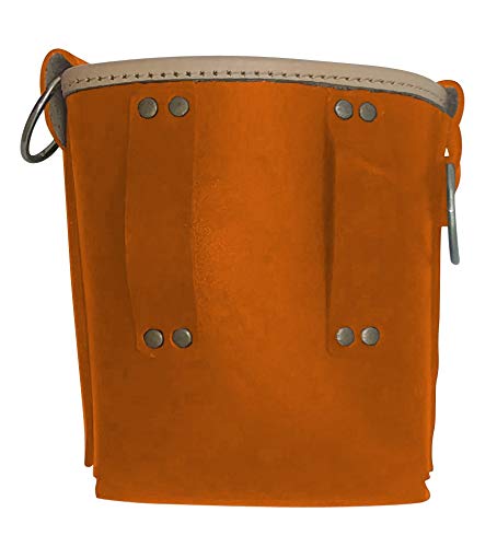 3875-ORN Bolt Bag with 2 Spud Wrench Holders, Wide Mouth | Ironworker Bolt Bag | Premium, Ultra Durable Buffalo Leather | Commercial Grade Sliding Tool Belt Accessory | Medium Size Pouch