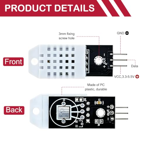 Amkixzp 3-pack DHT22 AM2302 temperature humidity sensor modules with cable