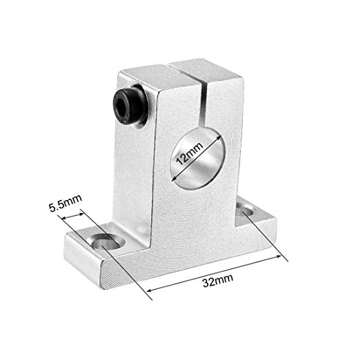 sourcing map 4PCS SK12 Aluminum Linear Motion Rail Clamping Rod Rail Guide Support for 12mm Diameter Shaft