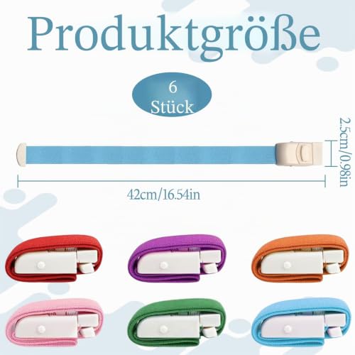 Pack of 6 Storage Tubes, Blood Drawing, Storage Hose, Vein Preservation, Blood Collection Set, Highly Flexible Tourniquet with Quick Closure, Medical Nurse Tourniquet for Camping, Hiking, Outdoor