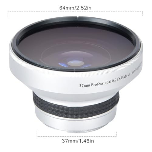 37mm Fish Eye Lens 0.25X Super Wide, Additional Lens for Camera with Macro