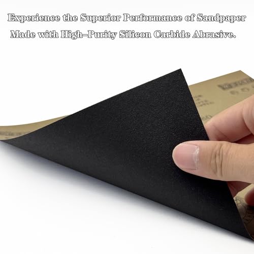 AutKerige 800 grit wet dry sandpaper sheets, 9x11 inch silicon carbide sanding sheets, 25-piece pack