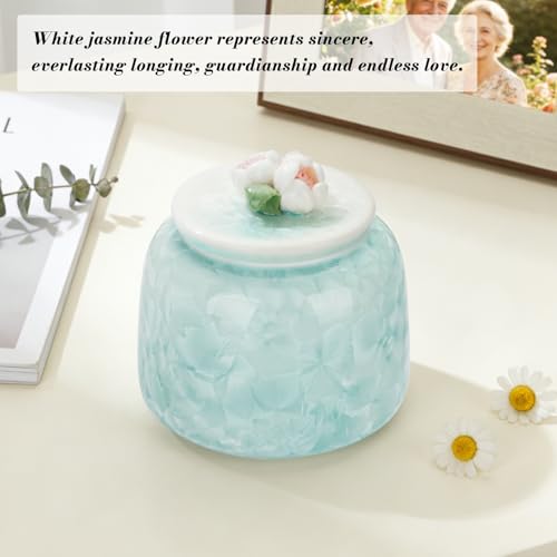 Floral Small Urn for Human Ashes Ceramic Keepsake for Men Women Flower