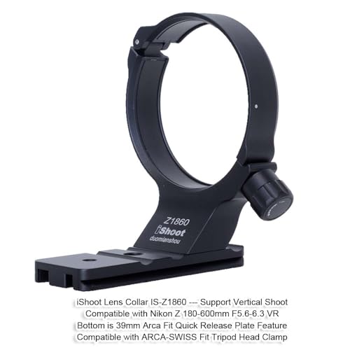 Tripod Mount Ring Lens Collar Compatible with Nikon Nikkor Z 180-600mm F5.6-6.3 VR, Lens Support Holder Bracket Bottom Arca-Swiss Fit Quick Release Plate for Arca Clamp Head & Stabilizer
