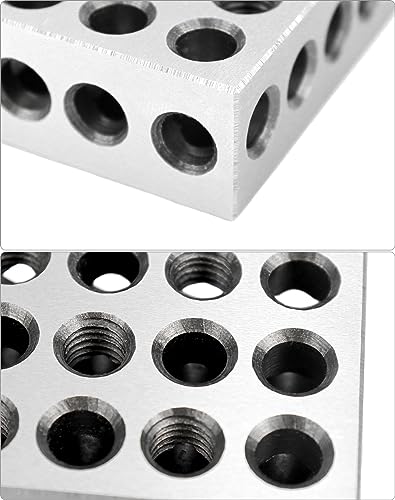 QWORK 2 Pieces Parallel Blocks Metric 1-2-3 Blocks, 23 Holes Clamping Blocks, Size 25 x 50 x 75 mm, Precision 0.005 mm, Milling Machine Accessories