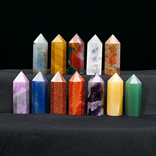 Apengshi Amazonite Natural Healing Crystal Tower 1.57-1.96in(4-5cm) Faceted Single Point Chakra Crystal Stone Meditation Home Decor Collection Gift