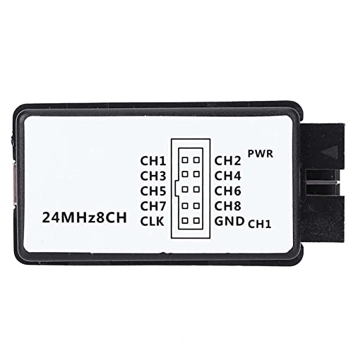 Fafeicy 5PF 100KΩ USB 8-Channel Digital Logic Analyzer, 24MHz Sampling Rate Mini Device with USB Cable and Jump Wire, for Digital Signal Analysis and Electronics Test