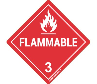 ChromaLabel 4 by 4 Permanent Durable Square D.O.T. Hazard Labels, Hazard Class 3 Flammable Label, 100/Roll (Pack of 2) 4" x 4" (Pack of 2)