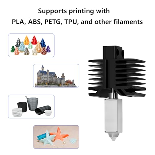 P1P P1S 0.2mm Hardened Steel Hotend, All-Metal Integerted Desige Hot End 320℃ High Temperature Print Head Nozzle Replacement for Bambu Lab X1/X1C/P1S /P1P 3D Printer