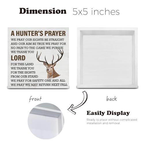 Hunting Decor, Deer Decor, Hunter's Prayer Wood Sign Home Living Room Desk Shelf Wall Table Decoration