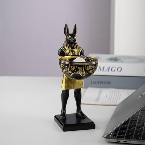 Anubis Statue with Bowl – 10” Resin Ancient Egyptian Egypt Decor