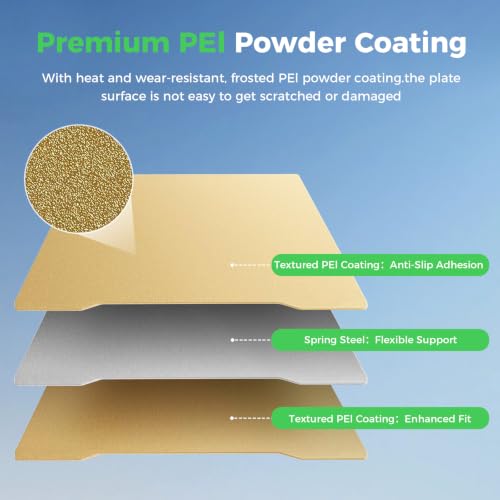 Creality Official K2 Build Plate, 270x293mm Textured PEI Sheet Magnetic Flexible Removable Spring Steel Printing Plate 3D Printer Bed Plate, K2 Combo PEI Gold Double Sided Frosted Build Plate Textured Gold(Double-sided) K2 SE