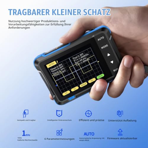 DSO152 Digital Mini Oscilloscope, Digital Oscilloscope 200 KHz with Sampling Rate 2.5 MS/s, 2.8 Inch TFT, Trigger Mode Auto/Nomal/Single for Beginners, DIY, Home Use