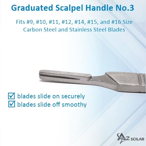 [Australia - AusPower] - 100 Sterile Carbon Steel Blades #10 with Free Scalpel Handle #3 