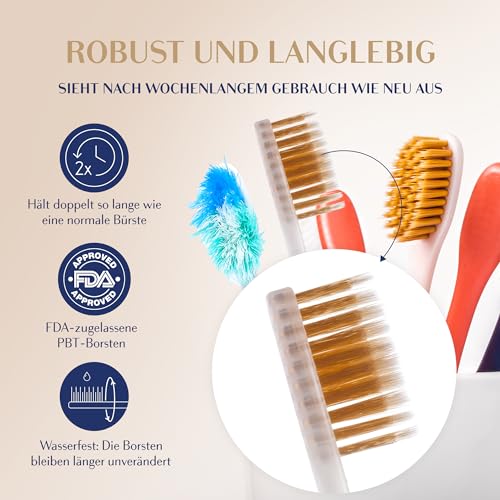 Medium Manual Toothbrush Gentle on Gums, Double Bristles for Interdental Spaces, with Gold Particles for Antibacterial Care, Ergonomic & Durable, Pink 1 pc (pack of 1)