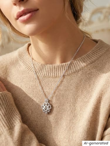 Pet Cremation Jewelry For Ashes Stainless Steel Pet Paw Memorial Locket Urn Necklace For Dog Cat Mini Case Inside Memorial Keepsake Cremation Jewelry Women Men Silver