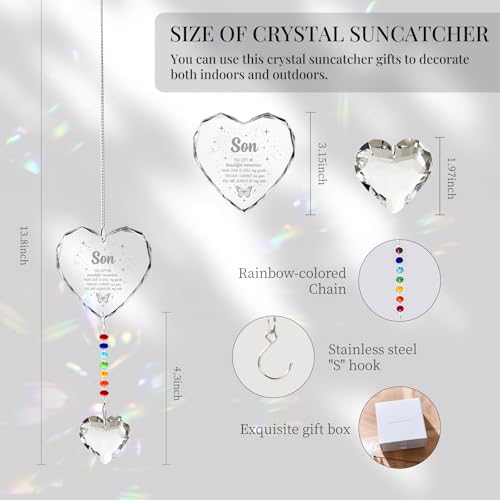 Hegelda Memorial Gifts for Loss of Son Crystal Suncatcher