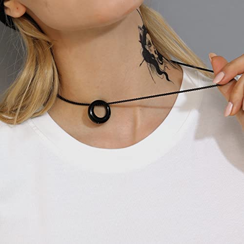 U7 Ashes Necklace for Men Women, Various Cremation urns for Pet Dog Cat, Keepsake Memorial Jewellery, Custom Date and Name 07-Ring of life-Black Plated