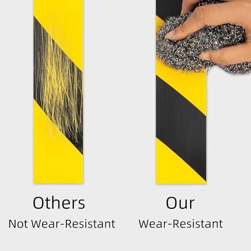 [Australia - AusPower] - 2 Inch x 110FT Black & Yellow Hazard Tape Warning Safety Stripe Tape for Floor Marking, Strong Adhesive Wear Resistance Warterproof Caution Tape Roll Ideal for Walls, Floors, Pipes and Equipment 