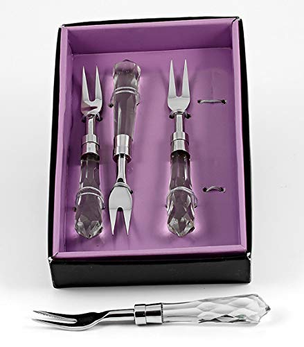 Fork Cutlery Set - For Fruit - Dessert -Cake- Appetizer Tasting Forks - Stainless Steel with Crystal Handle - 5.75" Long - Beautifully Gift Boxed - Set of 4 - by Barski -