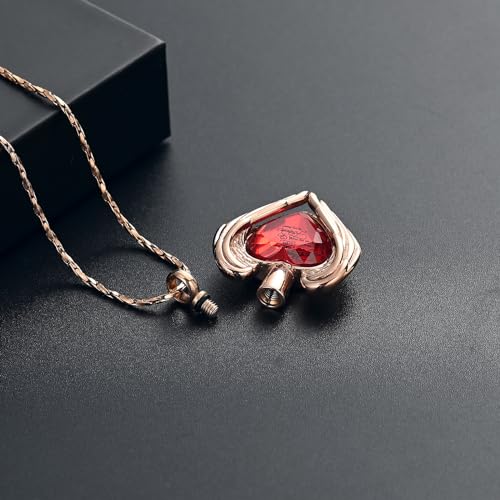 Cremation Jewelry for Ashes Pendant Crystal Heart Urn Necklace Keepsake Urn Memorial Pendant Ash Holder Rose-red-Always
