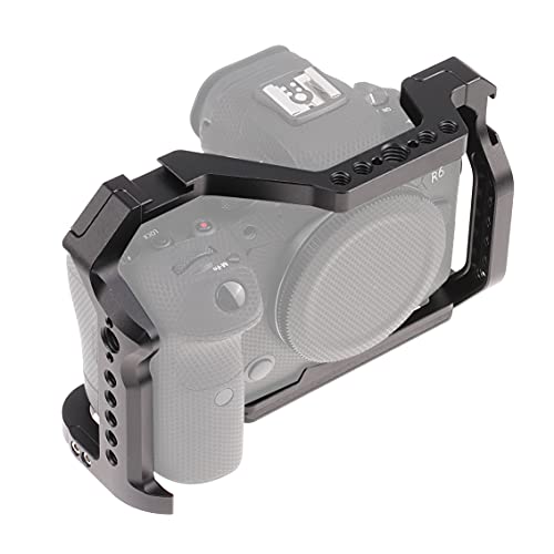 Hersmay R5 R6 Cage with Top Handle,Aluminium Alloy Camera Cage for Canon EOS R5 R6 Mirrorless Cameras, Vlogging Video Shooting Filmmaking Rig Stabilizer with 1/4" Mounting and 3/8" Arri Locating Hole für Canon EOS R5 R6