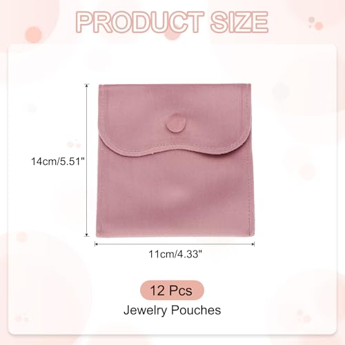 PATIKIL 6x4 Inch Velvet Jewelry Pouches, 12 Pcs Jewelry Packaging Gift Bags with Snap Button for Bracelet Necklace Rings Watch, Pink