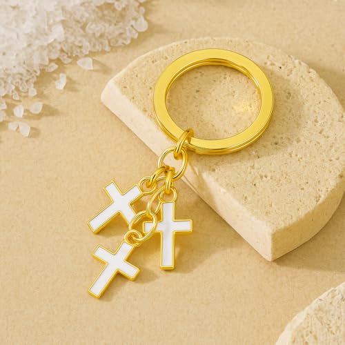 Cross Keyring, Layered Cross Keychain Bag Charms for Women