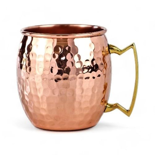 BOLD & DIVINE Moscow Mule Copper Mugs - Set of 4-100% HANDCRAFTED - Food Safe Pure Solid Copper Mugs with Gold & Brass Handle - 16 oz Christmas Gift Set | Perfect for Bars, Parties & Gifts