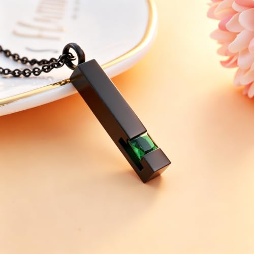 Crystal Bar Memorial Urn Necklace Ashes Holder Keepsake Cremation Jewelry Pendant Stainless Steel Funeral Jewelry green