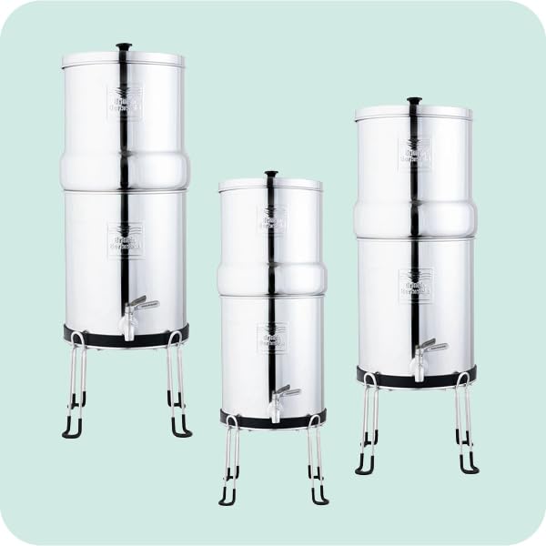 British Berkefeld 8.5L Gravity System Stand | Stainless Steel Stand for 8.5L Gravity Water Filter Systems Non Slip Rubber Feet Support Stand 25L x 25W x 18H 8.5 L