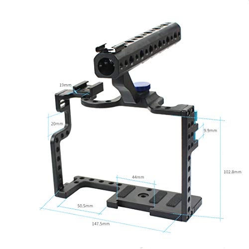 1/4" Threaded Hole Camera Cage Kit Free Angle with Top Handle Hot/Cold Shoe Mount Compatible with Panasonic Lumix GH5 GH5S DSLR Camera