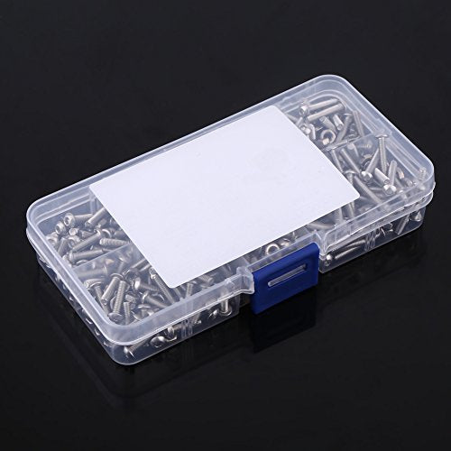 300-piece M3 stainless steel button head hex socket screws and nuts assortment kit with storage box