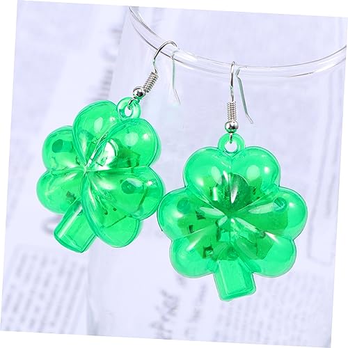 10pairs St Patricks Day Glowing Earrings Clover LED Light Eardrops Creative Shamrock Earrings for Festival Party Celebration