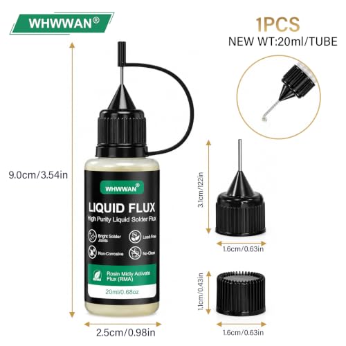 Flux Soldering 20 ml, Soldering Flux, No-Clean Soldering Paste Flux | Non-lead-free flux, for PCB, SMD, BGA electronic components, repairs (with 2 conical nozzles)