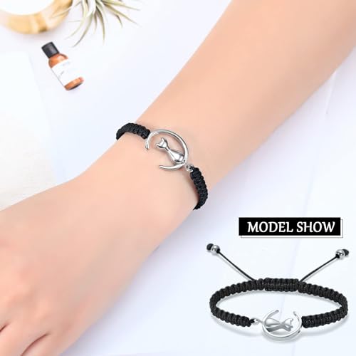 Cat Urn Bracelet for Pet Ashes Handmade Braided Rope Adjustable Bangle Stainless Steel Urn Bangle Memorial Jewelry silver