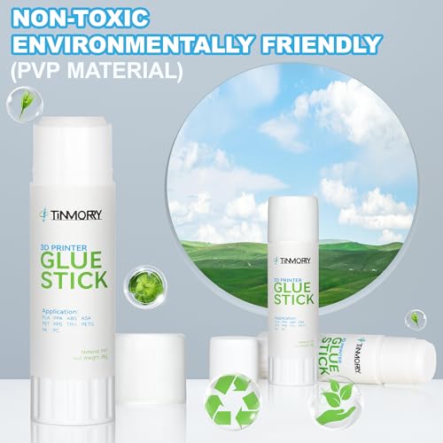 TINMORRY 3D Printer Glue Stick, PVP Glue Stick for Heated Bed, Prevents Warping & Improves Adhesion for PLA/PETG/TPU/ASA Filaments (8 Pack), 36 Grams Per Glue Stick 36 g*8