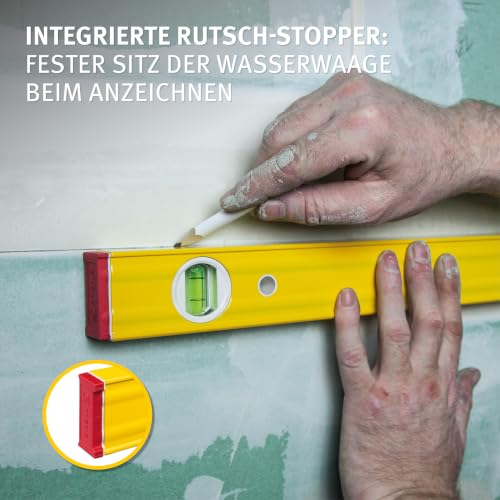 STABILA Type 80 AS Spirit Level, 30 cm, Reinforced Aluminum Profile, 1 Horizontal Vial, 1 Vertical Vial, Integrated Slip Stoppers, Made in Germany