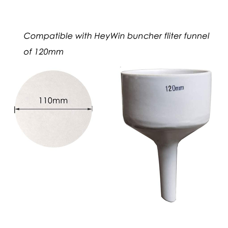 [Australia - AusPower] - HeyWin Filter Paper Round White, 11 cm, Pack of 100, Quality Filter Paper for Science Experiment, Also for Oil Industry Test (110 mm) 110mm 