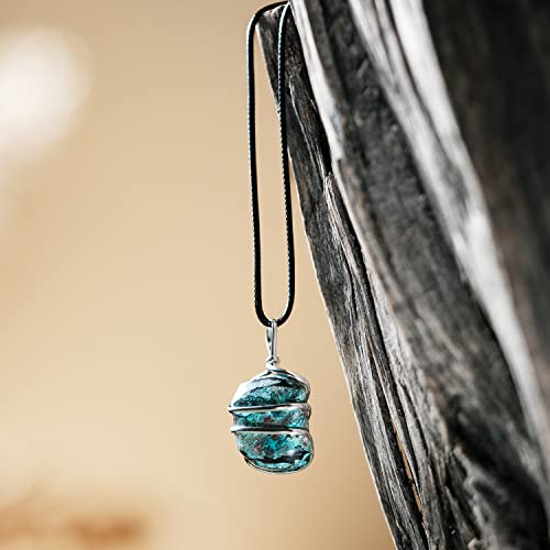 Ayana Crystals Chrysocolla Necklace for Women - Handmade Genuine Healing Crystal Pendant, Spiritual & Emotional Balance, Aligns Throat & Heart Chakras, Birthstone for September