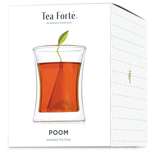Tea Forte Poom Double Wall Glass 10 ounce Tea Cup for Hot or Iced Tea (Pack of 2) 10 Ounces (Pack of 2)
