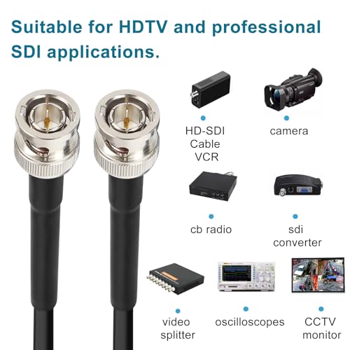 XRDS -RF 12G SDI Cables 25FT, SDI Video Cable 3G/6G/12G 75ohm BNC Male Cable Supports HD-SDI/3G/6G-SDI/4K/8K for Video Security Camera SDI Converter 1