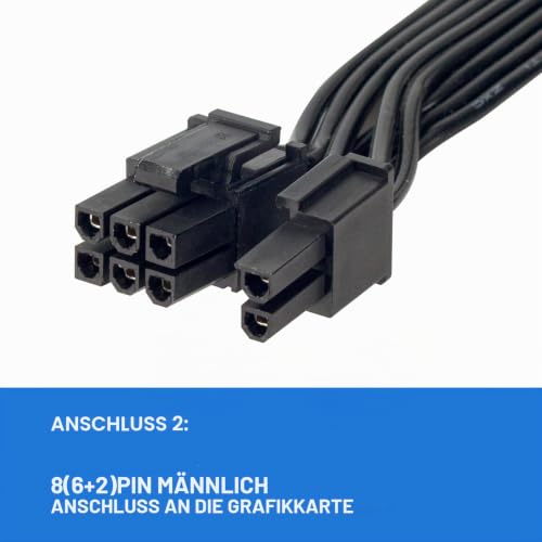 PCIE Cable for Seasonic, PSU 8 Pin Male to PCIe 8-Pin (6+2) Male for Seasonic Modular Power Supply (60 cm) 1 to 1