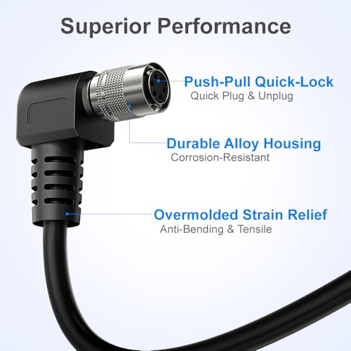 Alvin's Cables HR10A-7P-6S Hirose 6 Pin Female to Open End Power I/O Cable for Sony CCD, Basler, Keyence, Cognex, Baumer, Hikvision Industrial Camera, High Flex Shielded C-Type 9.84ft/3m 9.8ft/3m Right angle 6 Pin C-Type