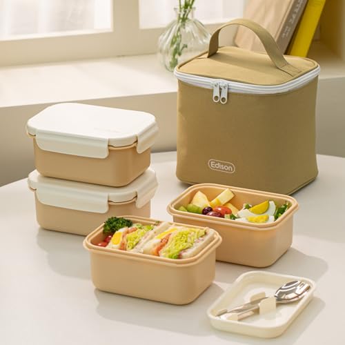 Stainless Picnic Lunch Box Set With Pouch. Thermal Lunch Box for Outdoor and Office (18.6oz / 550ml). Made In Korea
