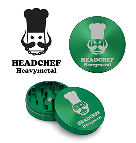 Headchef Heavymetal 55mm, 2 Piece Grinder, Metal Herb Grinder with Magnetic Lid (Soilent Green)