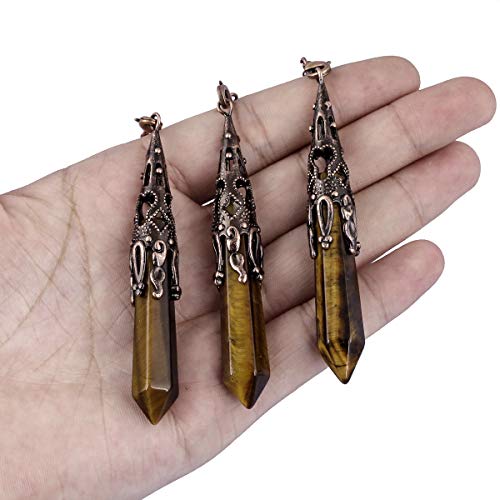 mookaitedecor Tiger's Eye Crystal Pendulum for Divination Dowsing Brown