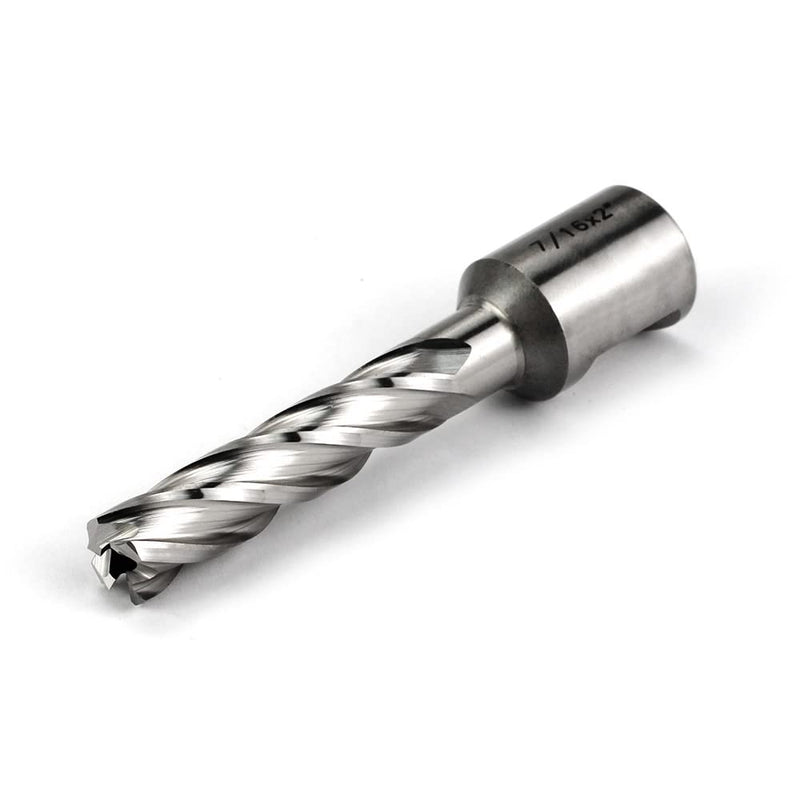 OSCARBIDE 7/16"X2"HSS Annular Cutter 7/16 inch Cutting Diameter 2 Depth of Cut,3/4 inch Weldon Shank 2 Flat Mag Drill Bit with Pilot Pin for Magnetic Drill Press,1 Piece