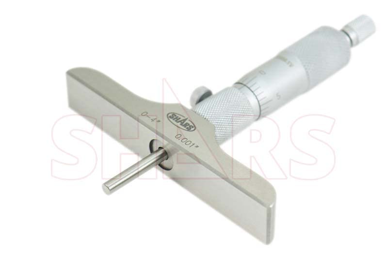 Shars 0-4" Depth Micrometer 303-2501 P) 0-4" x 4" Base 303-2501