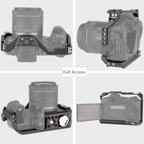 Leftfoto Camera Cage for Canon R8 - Camera Protection Frame Rig for EOS R8 with Arca Base,Cold Shoe,Strap Slot,1/4 3/8 in Screw Holes,Compatibility with DJI RS2 3 Stabilizer- for Vlog Video Shooting